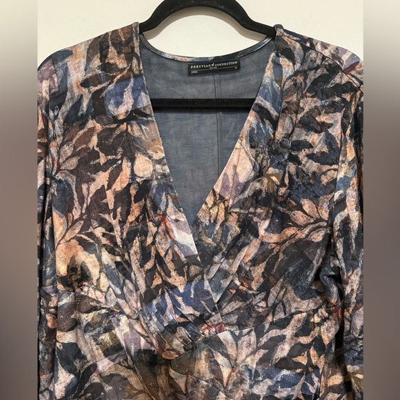 Peruvian Connection Patterned Faux Wrap Dress Size XL - Picture 4 of 10